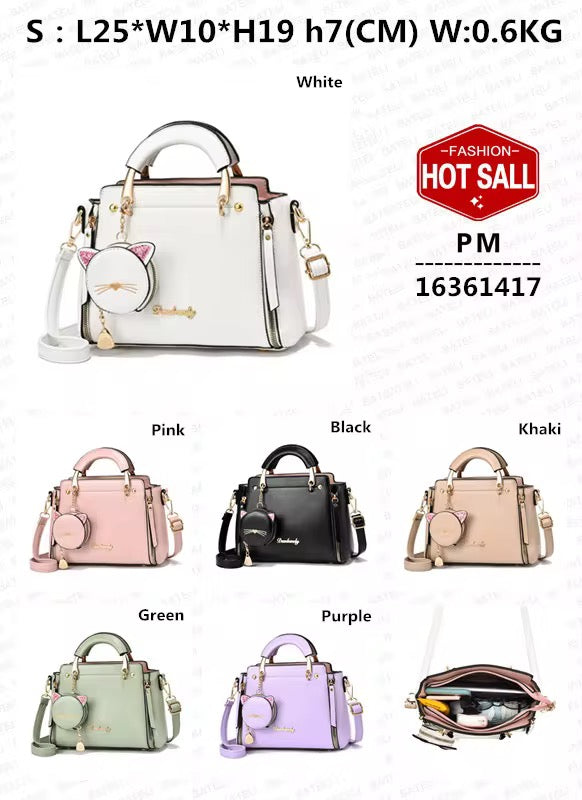 Handcrafted New Fashion Kitties Female Leathers Girls Handbags.