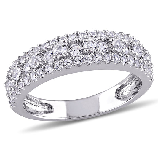 Miabella Women'S 1-1/3 Carat T.G.W. Created White Sapphire Cluster Anniversary Ring in Sterling Silver